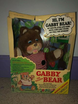 Vintage 1985 Gabby Bear Talking Animated Cassette Player Interactive Plush
