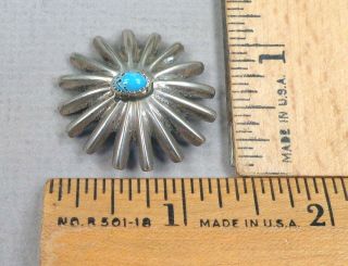 Navajo Style Antique Button 10,  1900s Turquoise Set In Silver Design