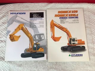 2 Rare Hyundai Hydraulic Excavator 250lc & 290 Dealer Sales Brochures