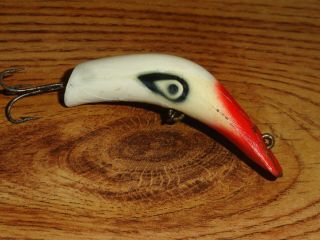 Vintage Fishing Lure Plastic Kautzky Lazy Ike Red Head White Circa 1950 