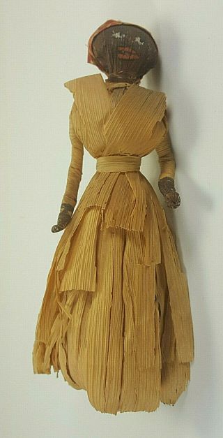 Antique Georgia Made Primitive Folk Art Black Americana Corn Shuck Doll