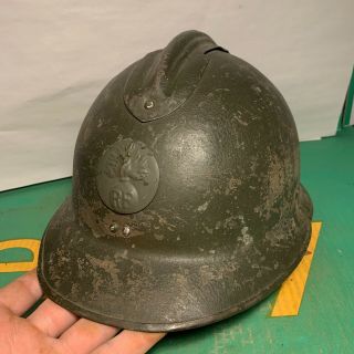 Rare Complete Ww2 French Army Helmet - M26 With Paint W/liner
