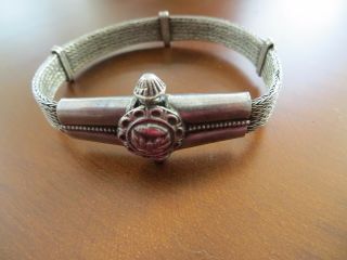 Old Antique Ethnic Tribal Indian Rajasthan Sterling Hand Crafted Bracelet 7 "