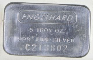 Rare Silver 5 Troy Oz.  Engelhard Bar.  999 Fine Silver 719