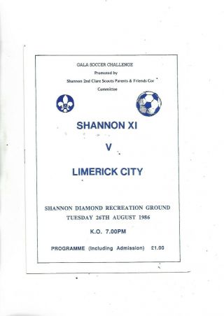 26/8/86 Rare Friendly Shannon V Limerick