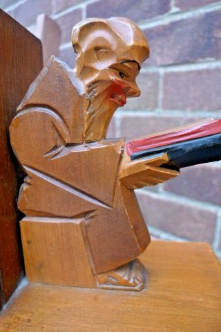 Vintage Hand Carved German Monks Bookends 3