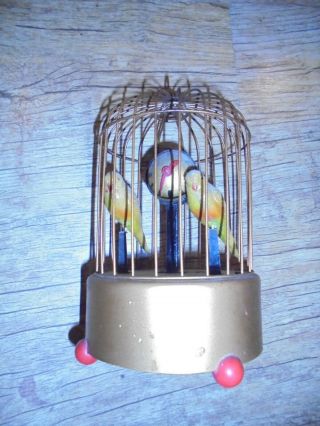 Vintage Two Birds In A Cage Automaton Clockwork Clock.  Precision Watch Co Ltd.