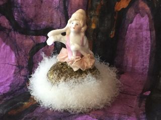 Vtg Antique Victorian Lady Half Doll W/swan 
