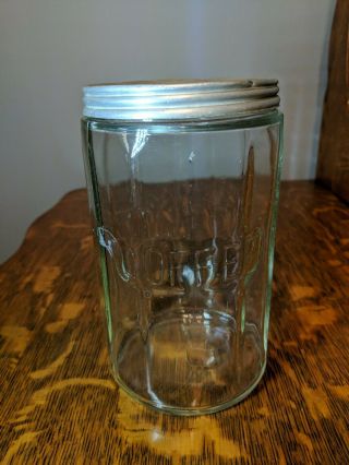Antique Vintage Sellers Hoosiers Glass Coffee Jar With Lid