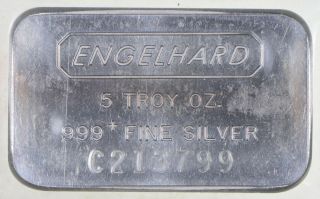 Rare Silver 5 Troy Oz.  Engelhard Bar.  999 Fine Silver 725