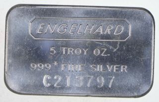 Rare Silver 5 Troy Oz.  Engelhard Bar.  999 Fine Silver 717