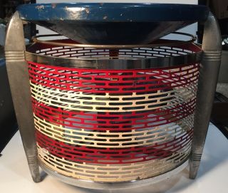 Vintage Mcm Atomic Hassock Fan 3 Speed Magic Maid Mh 912 - 3 Red White Blue Rare