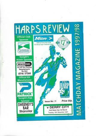 16/12/97 Very Rare Irish News Cup Finn Harps V Derry City