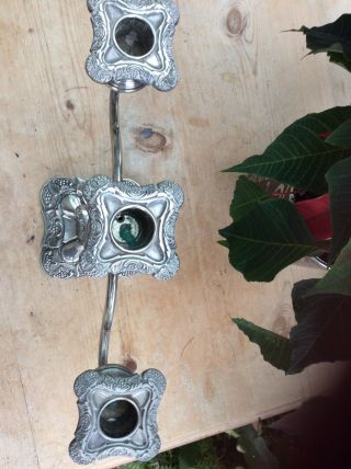 Vintage Silver plated Embossed 3 Arm Candelabra Candlestick Square Vine 2
