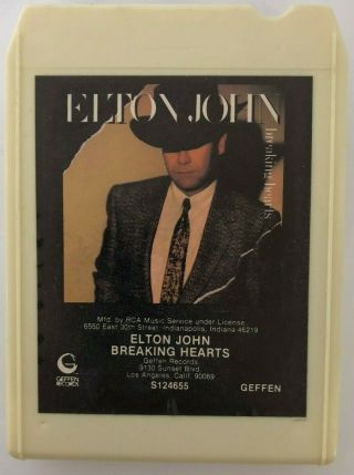 Elton John Breaking Hearts Rare S124655 Geffen Records 8 Track Cartridge Tape