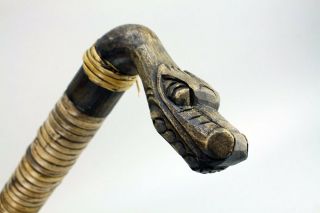 Antique African Hand Carved Wood Walking Stick/cane Tribal Men & Snake