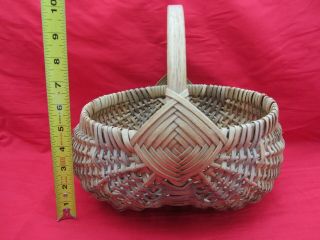 Vintage Antique Primitive Woven Basket Splint Buttock Large 10 " Gathering Egg
