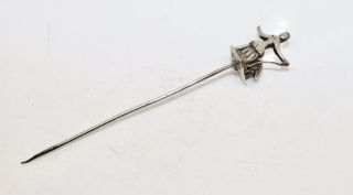 A Rare Antique Victorian Sterling Silver 925 Mary & Her Little Lamb Hat Pin 3