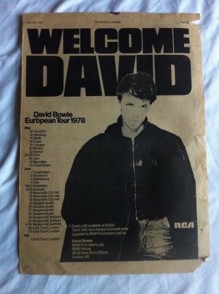 David Bowie Rare Large 1978 Rca Nme Poster Press Advert Iggy Pop Xtc Eurythmics