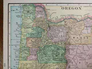 Oregon 1901 Vintage Atlas Map 14 " X11 " Old Antique Eugene Gresham Medford