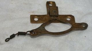 Antique Servants Butlers Bell Pull Brass Crank Bracket With Single Swinger