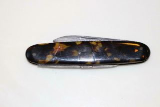 Rare Early Vintage A.  W.  Wadsworth " Faux " Tortoise 2 Blade Pocket Knife