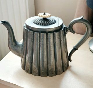 Antique Daniel & Arter Vontage Silver Plate Teapot,  jug,  bowl EPBM C1900 3