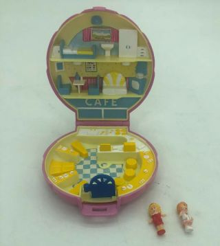 Vtg 1989 Bluebird Polly Pocket Cafe Diner Yellow Counters Pink Shell Complete