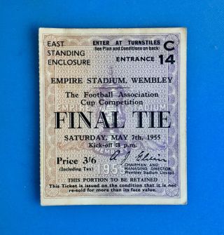 Rare 1955 F.  A.  Final Tie Football Ticket