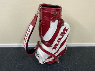 Rare Vintage Classic Ram Golf Fx Red & White 9 " Staff Bag Faux Leather Vinyl 80s