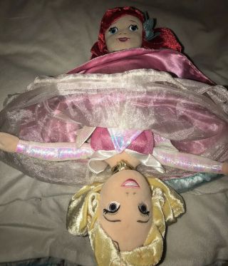 Disney Store Princess Ariel & Aurora Topsy Turvy 14 " Plush 2 In 1 Doll Rare