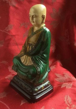 Vintage Chinese Ceramic Figure Of An Immortal With Script Or Signature