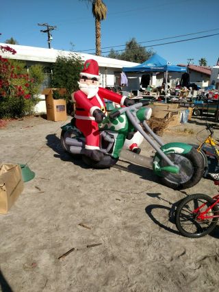 Rare 9.  5 Ft Foot Long X 6ft Tall Inflatable Santa Claus On A Motorcycle