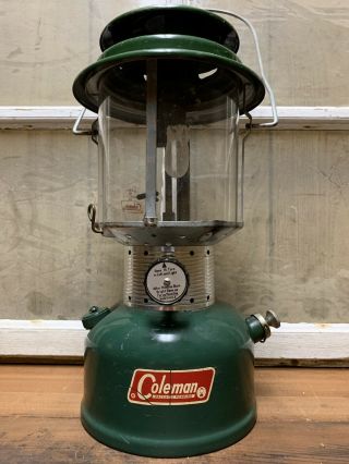 Vintage Coleman Lantern Dated 1967 Green Model 220f Pyrex Globe No Crack 67
