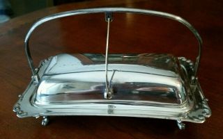 Vintage Crescent Silverplate Butter Dish S79f With Glass Insert Shell Pattern