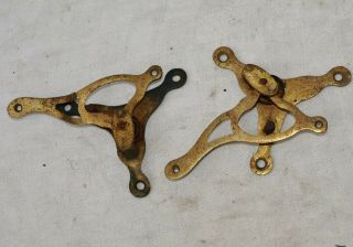 2x Antique Servants Butlers Bell Pull Brass Spring Loaded Crank - Spares