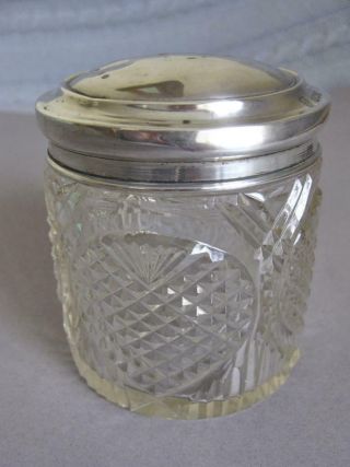 Edwardian Silver And Cut Glass Dressing Table Jar - Birmingham 1911
