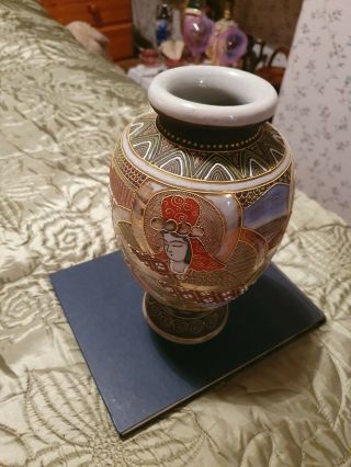 Stunning Large 10 " Antique Japanese Satsuma Vase Marked On Base