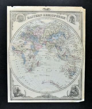 1876 World Map Eastern Hemisphere Europe Asia Africa Australia Indian Ocean