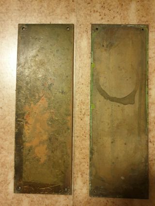 2 Finger Push Plate Antique Brass Door Plate Cover Solid Brass 12 " X4 "