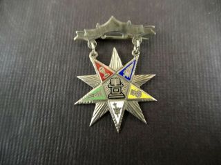 Antique Gold Filled Enameled Masonic Order Of The Eastern Star Pin
