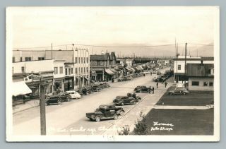 4th Ave Anchorage Alaska Rppc Foto Shop Photo—rare Vintage Cars Postcard 1943