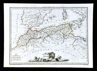 1812 Malte Brun Lapie Map Barbary Coast North Africa Morocco Algier Tunis Sahara