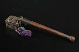 U7837: Japanese Old Copper Yatate/portable Brush - And - Ink Case Calligraphy Tool