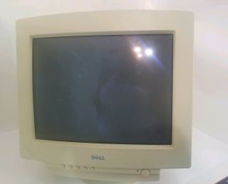Rare Vintage Dell M770 17 Inch Crt Color Monitor W/ Cables 1999