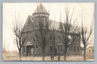 Public School Ingalls Indiana Rppc Madison County In Antique Photo 1911