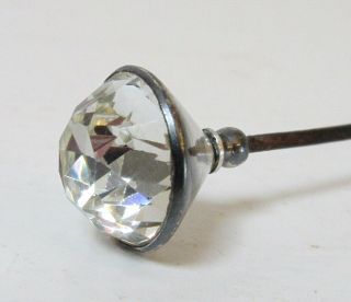Antique Hatpin Charles Horner Clear Glass Solitaire Sterling