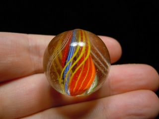 Bright Ribbon Core 1&1/32 " Antique German Handmade Marble