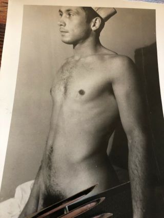 VTG B&W Unknown Studio/Model Gay Nude Male Sailor Posing Strap Era XCLNT 5x8 2