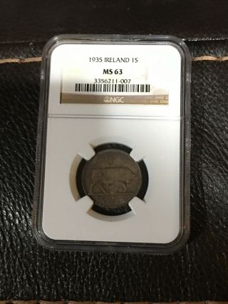 Ngc Ms63 1935 Ireland 1 Shilling Scarce Rare Attractive Toning